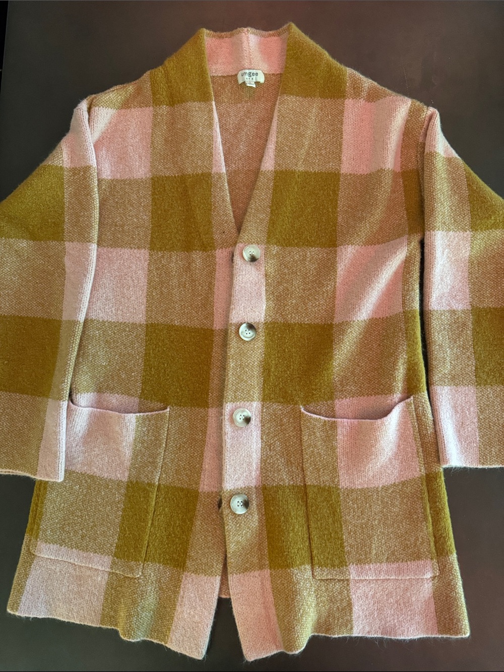 Umgee Pink and Mustard Cozy Knit Top - Picture 1 of 6